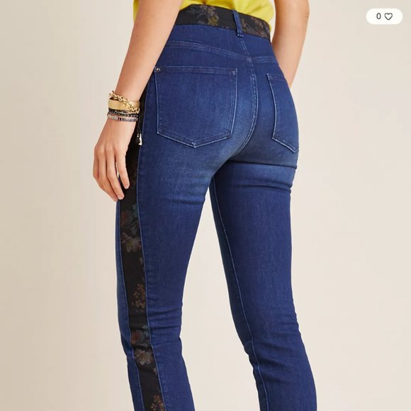 Pilcro Ultra High-Rise Floral Contrast Painted Colorblock Skinny Jeans Anthro - Picture 8 of 12